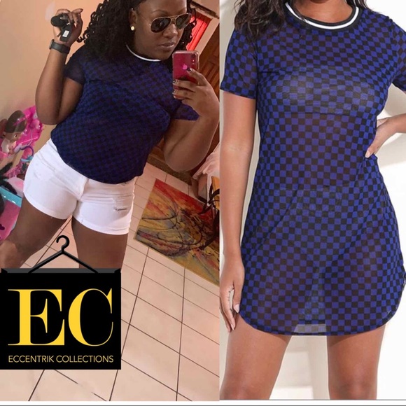 Checkered Mesh Tunic - Picture 2 of 3